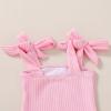 imageYOUNGER TREE Toddler Swimsuit Girl Color Block Stripe OnePiece Swimwear Baby Girl Bathing SuitsLight Pink Wrinkle Fabric
