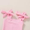 imageYOUNGER TREE Toddler Swimsuit Girl Color Block Stripe OnePiece Swimwear Baby Girl Bathing SuitsLight Pink Wrinkle Fabric