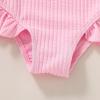 imageYOUNGER TREE Toddler Swimsuit Girl Color Block Stripe OnePiece Swimwear Baby Girl Bathing SuitsLight Pink Wrinkle Fabric