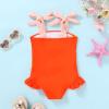 imageYOUNGER TREE Toddler Swimsuit Girl Color Block Stripe OnePiece Swimwear Baby Girl Bathing SuitsOrange