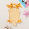 imageYOUNGER TREE Toddler Swimsuit Girl Color Block Stripe OnePiece Swimwear Baby Girl Bathing SuitsOrangestripe