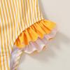 imageYOUNGER TREE Toddler Swimsuit Girl Color Block Stripe OnePiece Swimwear Baby Girl Bathing SuitsOrangestripe