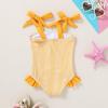 imageYOUNGER TREE Toddler Swimsuit Girl Color Block Stripe OnePiece Swimwear Baby Girl Bathing SuitsOrangestripe