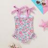 imageYOUNGER TREE Toddler Swimsuit Girl Color Block Stripe OnePiece Swimwear Baby Girl Bathing SuitsPink Floral