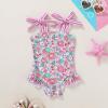 imageYOUNGER TREE Toddler Swimsuit Girl Color Block Stripe OnePiece Swimwear Baby Girl Bathing SuitsPink Floral