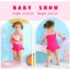 imageYOUNGER TREE Toddler Swimsuit Girl Color Block Stripe OnePiece Swimwear Baby Girl Bathing SuitsPinkred