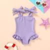 imageYOUNGER TREE Toddler Swimsuit Girl Color Block Stripe OnePiece Swimwear Baby Girl Bathing SuitsPurple4