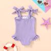 imageYOUNGER TREE Toddler Swimsuit Girl Color Block Stripe OnePiece Swimwear Baby Girl Bathing SuitsPurple4