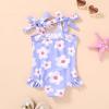 imageYOUNGER TREE Toddler Swimsuit Girl Color Block Stripe OnePiece Swimwear Baby Girl Bathing SuitsPurplecatroon Little Flowers
