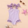 imageYOUNGER TREE Toddler Swimsuit Girl Color Block Stripe OnePiece Swimwear Baby Girl Bathing SuitsPurplestripe
