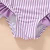 imageYOUNGER TREE Toddler Swimsuit Girl Color Block Stripe OnePiece Swimwear Baby Girl Bathing SuitsPurplestripe