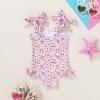 imageYOUNGER TREE Toddler Swimsuit Girl Color Block Stripe OnePiece Swimwear Baby Girl Bathing SuitsRose Redfloral