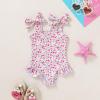imageYOUNGER TREE Toddler Swimsuit Girl Color Block Stripe OnePiece Swimwear Baby Girl Bathing SuitsRose Redfloral