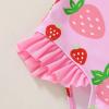 imageYOUNGER TREE Toddler Swimsuit Girl Color Block Stripe OnePiece Swimwear Baby Girl Bathing SuitsStrawberryflowers