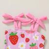 imageYOUNGER TREE Toddler Swimsuit Girl Color Block Stripe OnePiece Swimwear Baby Girl Bathing SuitsStrawberryflowers