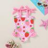 imageYOUNGER TREE Toddler Swimsuit Girl Color Block Stripe OnePiece Swimwear Baby Girl Bathing SuitsStrawberryflowers