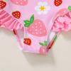 imageYOUNGER TREE Toddler Swimsuit Girl Color Block Stripe OnePiece Swimwear Baby Girl Bathing SuitsStrawberryflowers