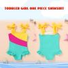 imageYOUNGER TREE Toddler Swimsuit Girl Color Block Stripe OnePiece Swimwear Baby Girl Bathing SuitsYellowgreen