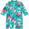 imageBaby Toddler Girls Swimsuit OnePiece Bathing Suit Full Zip Sun Protection Swimwear Rash Guard Swim SuitGreenflower