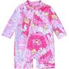 imageBaby Toddler Girls Swimsuit OnePiece Bathing Suit Full Zip Sun Protection Swimwear Rash Guard Swim SuitPinkflower