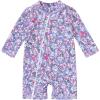 imageBaby Toddler Girls Swimsuit OnePiece Bathing Suit Full Zip Sun Protection Swimwear Rash Guard Swim SuitPurpleflower