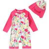 imageToddler Baby Girls Swimsuit OnePiece Zipper Rash Guard Swimwear UPF 50 Sun Protection Bathing Suit with HatRose Red