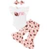 imageYOUNGER TREE Baby Girl 1st Birthday Outfit  My First Birthday Romper ampamp Flared PantsFootball One