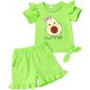 imageYOUNGER TREE Baby Girl Clothes Cartoon TShirt Shorts Set Toddler Summer OutfitsFluorescent Green Avocado