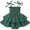 imageYOUNGER TREE Baby Girl Clothes Infant Summer Romper Dress Sleeveless Bodysuit Jumpsuit with Headband Toddler OutfitsDeep Green