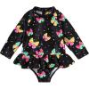 imageYOUNGER TREE Baby Swimsuit Girl Long Sleeve Ruffle Zipper Rash Guard Infant One Piece Swimwear Toddler Bathing Suit GirlColorful Butterflies