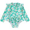imageYOUNGER TREE Baby Swimsuit Girl Long Sleeve Ruffle Zipper Rash Guard Infant One Piece Swimwear Toddler Bathing Suit GirlGreenFlower23T