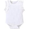imageYOUNGER TREE Infant Toddler Baby Girls Romper Lace Flutter Sleeve Bodysuit Cotton Summer OutfitsWhite 