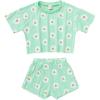imageYOUNGER TREE Kids Toddler Baby Girls Shorts Outfits Set Leopard Print Ruffle TShirt Tops Short Pants Summer Clothes SetGreen Daisies
