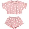 imageYOUNGER TREE Kids Toddler Baby Girls Shorts Outfits Set Leopard Print Ruffle TShirt Tops Short Pants Summer Clothes SetPink Dots