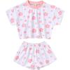 imageYOUNGER TREE Kids Toddler Baby Girls Shorts Outfits Set Leopard Print Ruffle TShirt Tops Short Pants Summer Clothes SetPink Flower