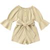 imageYOUNGER TREE Kids Toddler Baby Girls Summer Outfit OffShoulder Sunflower Overall Romper Jumpsuit Short Trousers ClothesBeige