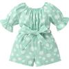 imageYOUNGER TREE Kids Toddler Baby Girls Summer Outfit OffShoulder Sunflower Overall Romper Jumpsuit Short Trousers ClothesGreen Floral