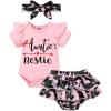 imageYOUNGER TREE Newborn Baby Girl Auntie Clothes Auntie Is My Bestie Romper Shorts with Headband Girl Auntie OutfitsPink