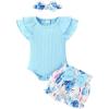 Blue Romper and Flower Shorts