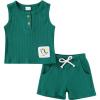 imageYOUNGER TREE Toddler Baby Boy Clothes Cotton Dinosaur Summer Outfits Tank Tops Short SetsBlackish Green