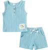 imageYOUNGER TREE Toddler Baby Boy Clothes Cotton Dinosaur Summer Outfits Tank Tops Short SetsGrayish Blue