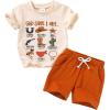 imageYOUNGER TREE Toddler Baby Boy Summer Clothes Dinosaur TShirt and Shorts Boy Outfits 12 Months to 4TBeige Clothes