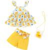 imageYOUNGER TREE Toddler Baby Girl Clothes Ruffle Sleeveless Strap Dress Tank Shorts Set Summer Outfits With BagBlue Stripes and Ducks