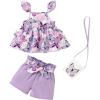 imageYOUNGER TREE Toddler Baby Girl Clothes Ruffle Sleeveless Strap Dress Tank Shorts Set Summer Outfits With BagButterfly
