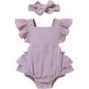 imageYOUNGER TREE Toddler Baby Girl Ruffled Sleeveless Romper Casual Summer Jumpsuit Cotton Linen ClothesRuffle Romper Purple