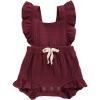 imageYOUNGER TREE Toddler Baby Girl Ruffled Sleeveless Romper Casual Summer Jumpsuit Cotton Linen ClothesWine Red