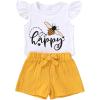 imageYOUNGER TREE Toddler Baby Girls Clothes Sunflower Tshirt  Bowknot Shorts with Cute Summer Girl Clothes SetBee