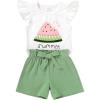 imageYOUNGER TREE Toddler Baby Girls Clothes Sunflower Tshirt  Bowknot Shorts with Cute Summer Girl Clothes SetGreen Watermelon