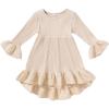 imageYOUNGER TREE Toddler Baby Girls Fall Clothing Solid Cotton Pit Irregular Skirt Winter Dress Long Sleeve Skirt OutfitsApricot