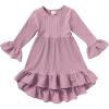 imageYOUNGER TREE Toddler Baby Girls Fall Clothing Solid Cotton Pit Irregular Skirt Winter Dress Long Sleeve Skirt OutfitsPurple